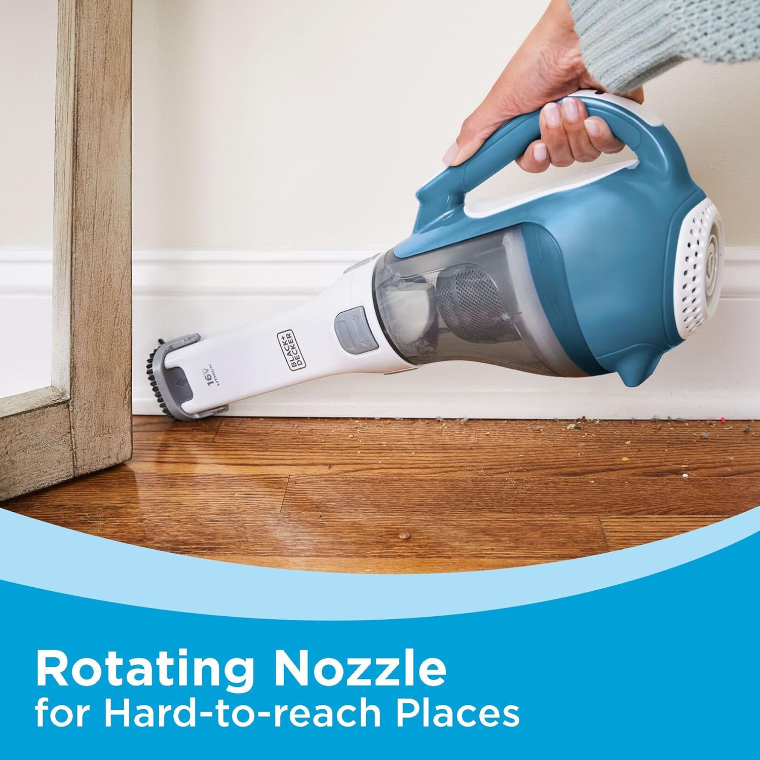 Brand	BLACK+DECKER Special Feature	Cordless, Cyclonic Filter Type	Cartridge Included Components	CHV1410L Hand Vacuum, Charger, Crevice Tool, Flip-Up Brush, Washable Filter Is Cordless?	Yes