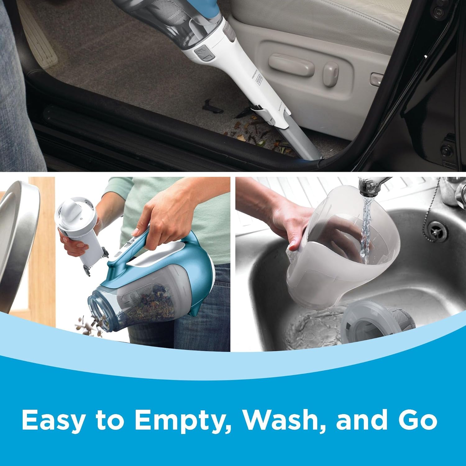 Brand	BLACK+DECKER Special Feature	Cordless, Cyclonic Filter Type	Cartridge Included Components	CHV1410L Hand Vacuum, Charger, Crevice Tool, Flip-Up Brush, Washable Filter Is Cordless?	Yes